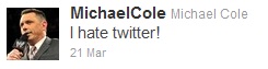 У Майкла Коула появилась страничка на Твиттере